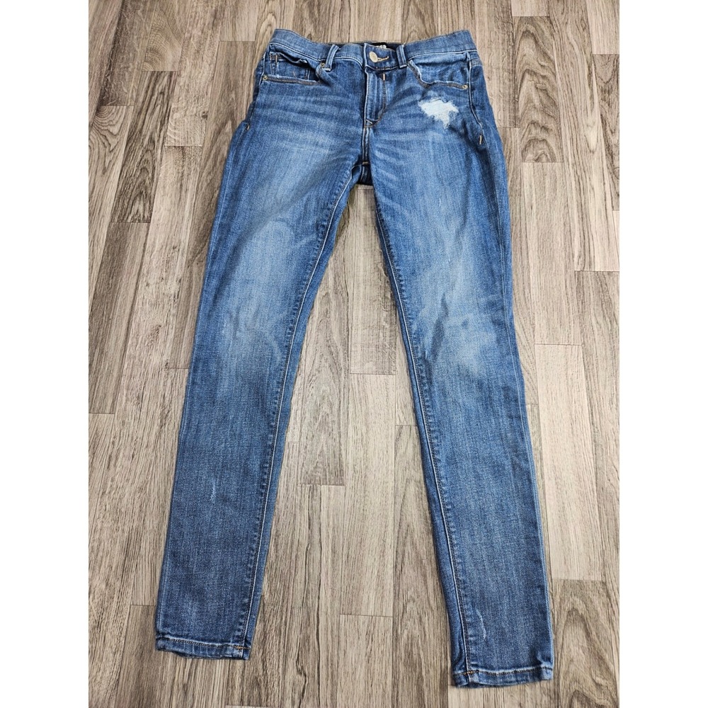 Express Legging Jeans Women 4R Blue Mid Rise Distressed Stretch Denim